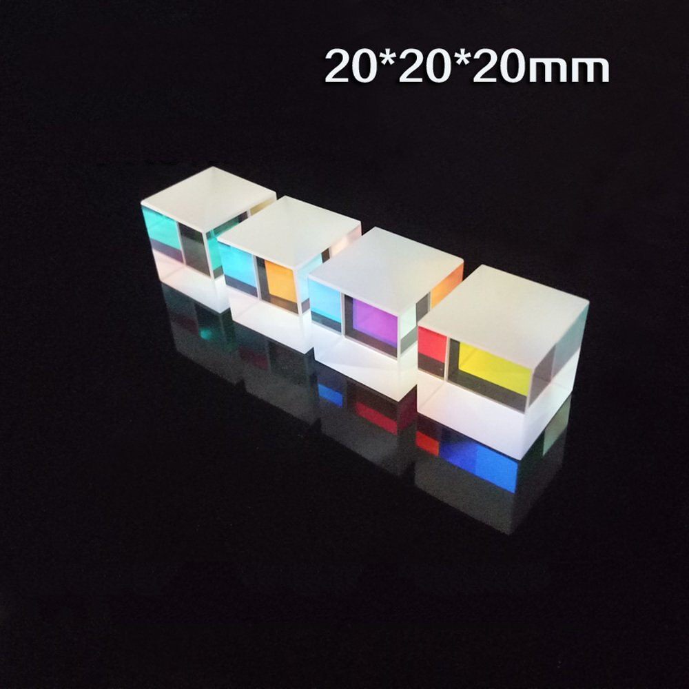 1 Pcs 20*20*20 Mm 4Side Kleur Prism K9 Optical Cube Splitter Voor Fotografie Regenboog Glas kinderen Natuurkunde Experimentele Gereedschap