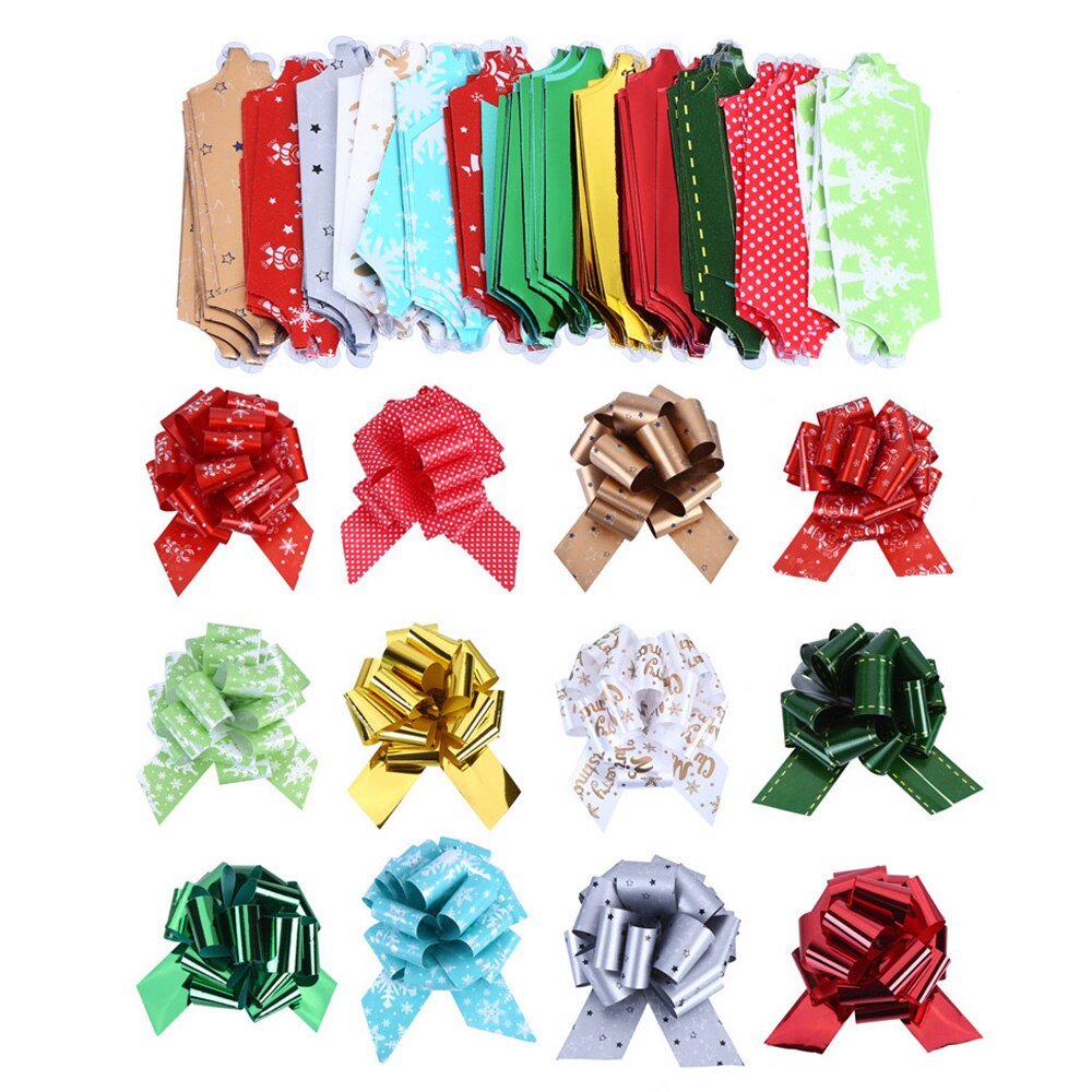 12 Pcs Wedding decoration Christmas Pull Flower Ribbon DIY Handmade Ribbon Strips Happy Year Decoration