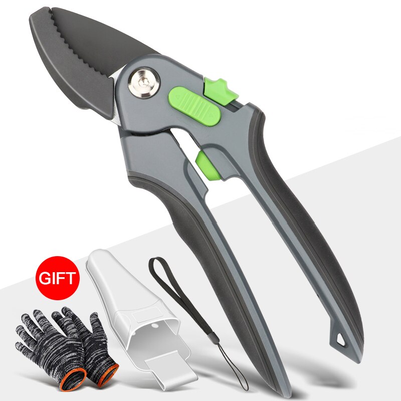 AIRAJ-tijeras de podar multifunción, con hoja de acero inoxidable SK5 y cierre de seguridad, antideslizantes, para jardín, pueden cortarse sin problemas: Pruners 1024