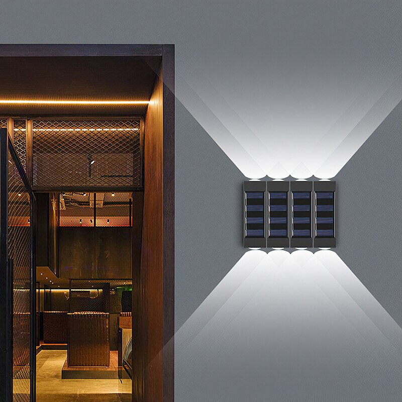2 LED Solar Wall Lamp UP and Down Illuminate Outdoor IP65 Waterproof Solar Powered Spliceable Light For Home Garden Porch Yard