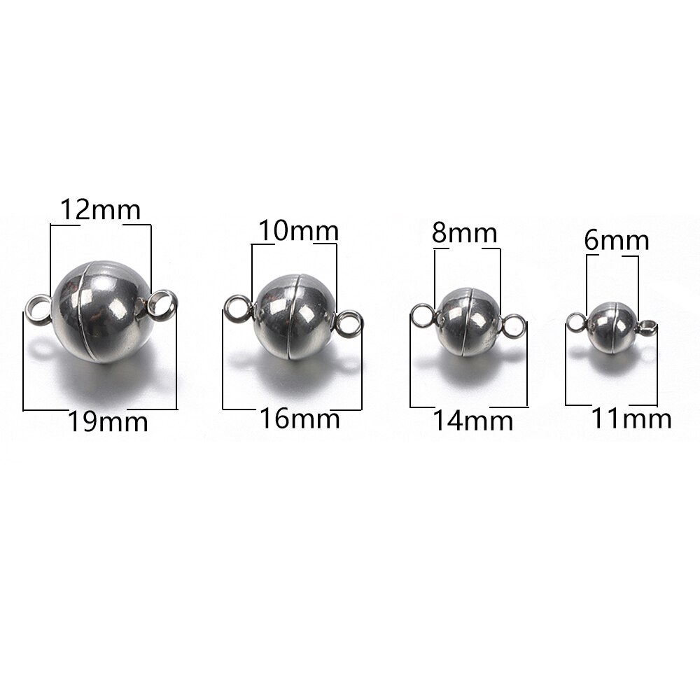 5 piezas de acero inoxidable forma de bola Cierre magnético convertidor collar resultados conector para hacer joyas DIY accesorios de pulsera: Ball 6mm
