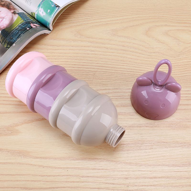 3 layer Cute Bear Style Portable Baby Food Storage Box Essential Cereal Cartoon Milk Powder Boxes Toddle Kids Formula Milk