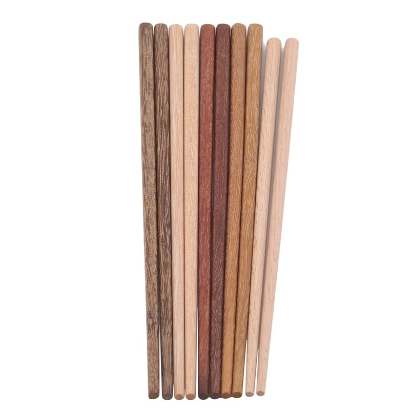 10 Pairs Chopsticks Reusable Wooden Bamboo Chinese Japanese Chop Stick Food Sticks Wooden Chopsticks