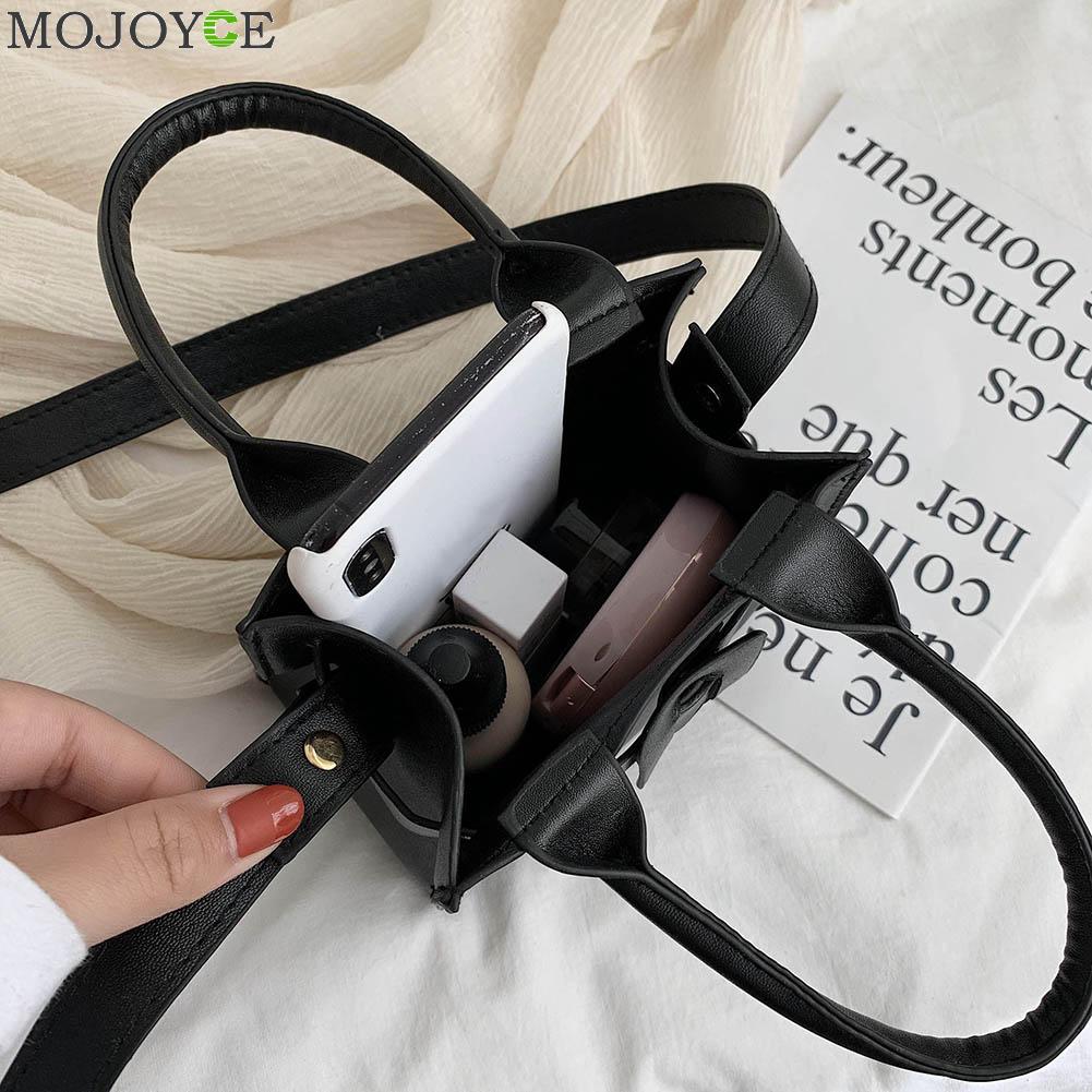 Frauen PU Leder Schulter Crossbody Totes Taschen Damen Mini fest Farbe Bote oben-handhaben Handtasche