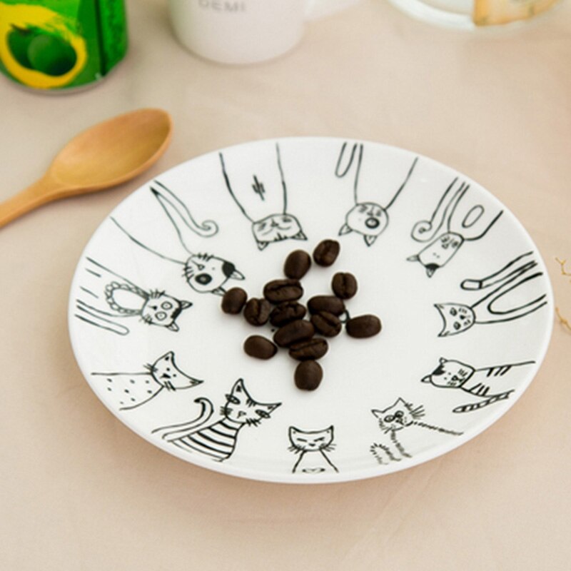 Cat Ceramic Plate Dinner Dessert Appetizer Salad Dish Steak Service Plates for Home Party TB