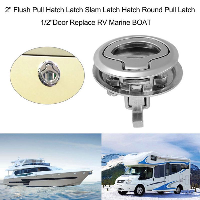 Marine Boat Stainless Steel 2" Flush Pull Hatch Latch For RV Caravan Boat