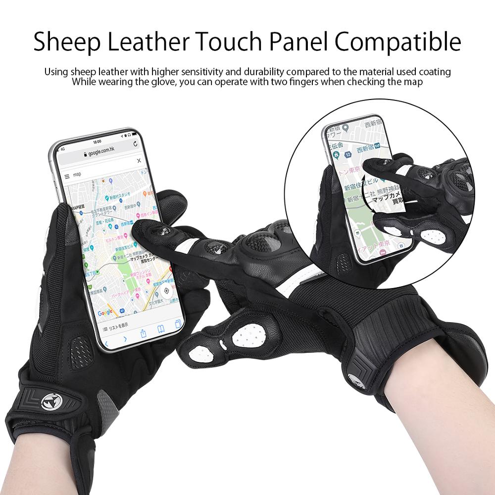 KEMiMOTO – gants de Moto en cuir pour hommes et femmes, pour écran tactile, protection cyclisme, printemps-été, Luvas
