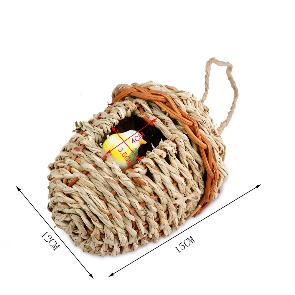 Schattig kolibriehuisje handgevlochten mandje kolibriehuisjes nest klein vogelhuisje om buiten op te hangen: Zwart