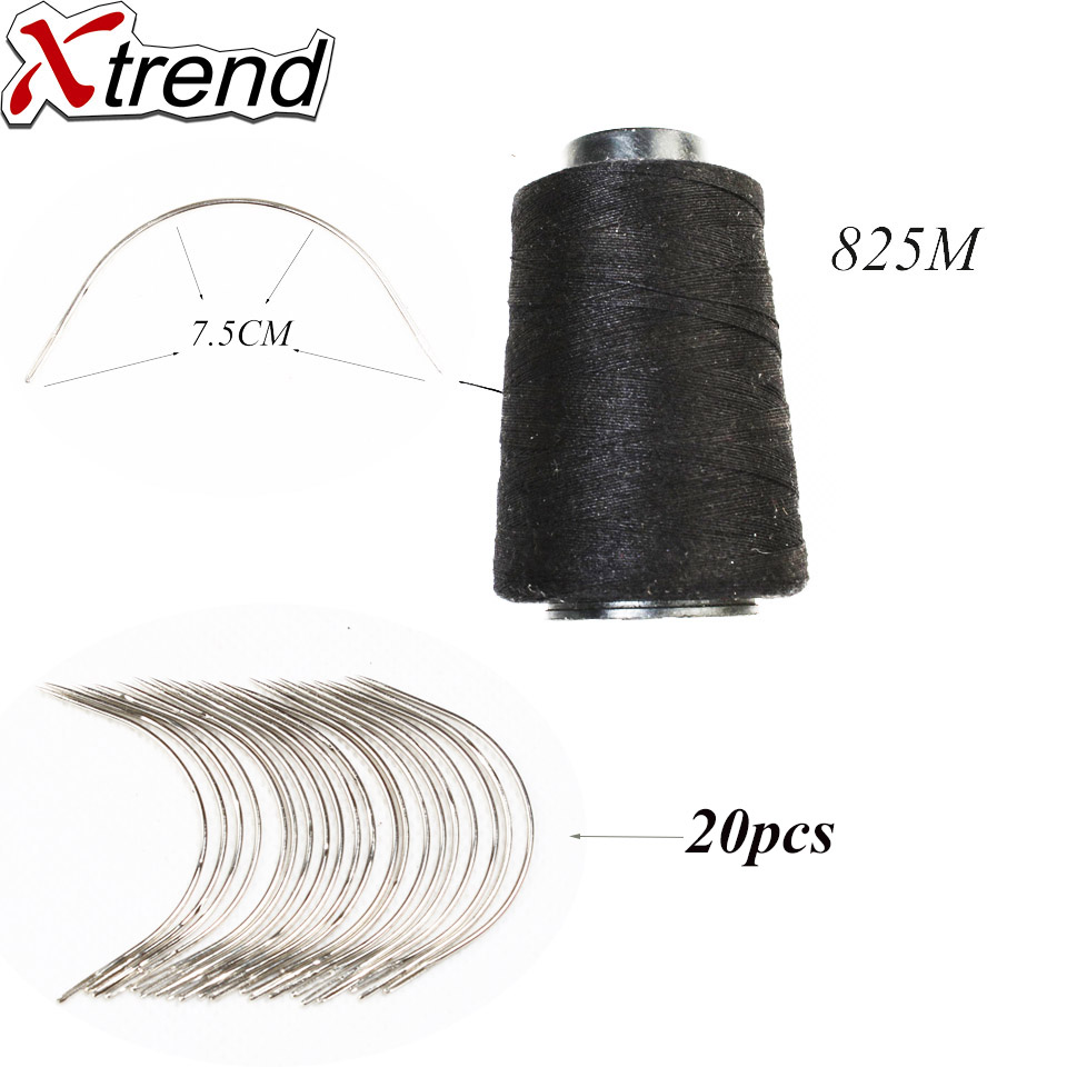 1set Hair Weaving Needles &amp; Thread Set (20pcs C Stainless Weaving Needle Needles +1 Spool Polyster Cotton Hair Weaving Thread)