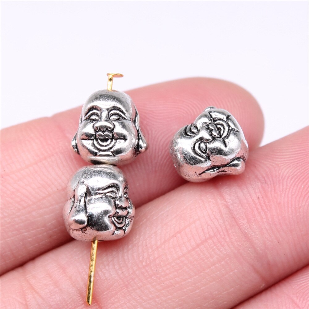 10 stücke Buddha Charme Antike Silber Farbe Buddha Statue Anhänger Reize Buddhismus Buddha Charme Für Schmuck Machen: B15098-10x10mm