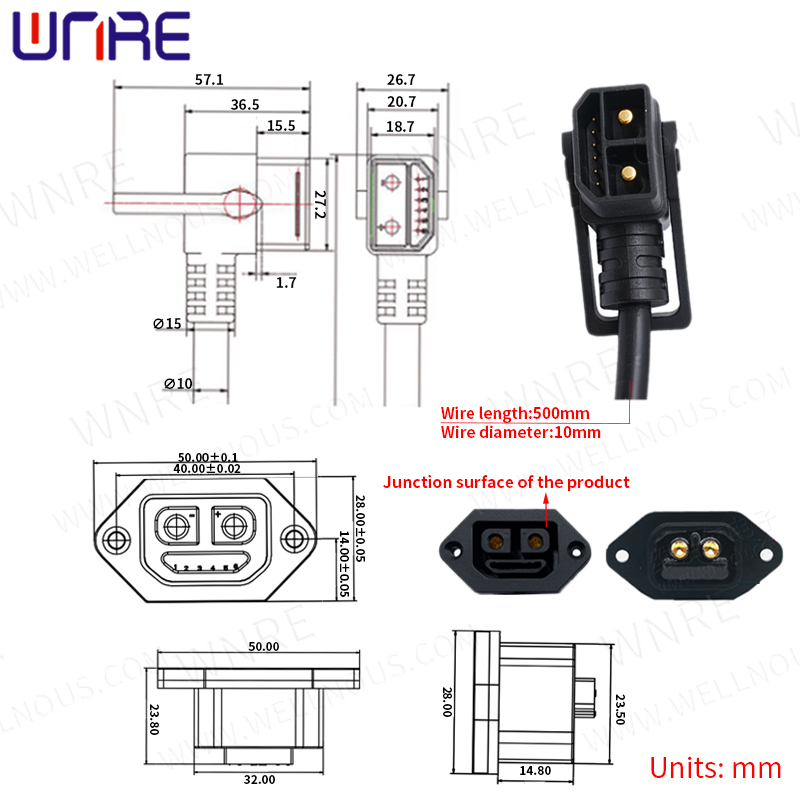 E-BIKE Battery Connector IP67 Scooter Socket Electric Bike Charging Plug Batteries Charging Waterproof Plug With Cable Wire