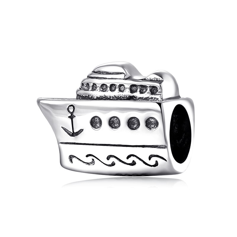 Breloques en forme de petit voilier en émail, perles en argent Sterling 925, adaptées aux Bracelets européens originaux,