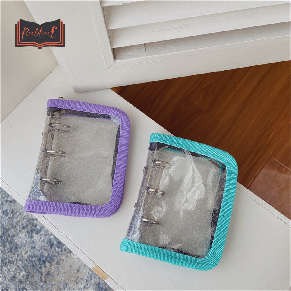 Transparent Loose Leaf Notebook Cover Binder Ring Hand Book Glitter Zipper 3 Holes DIY Binder Journal Agenda Planner