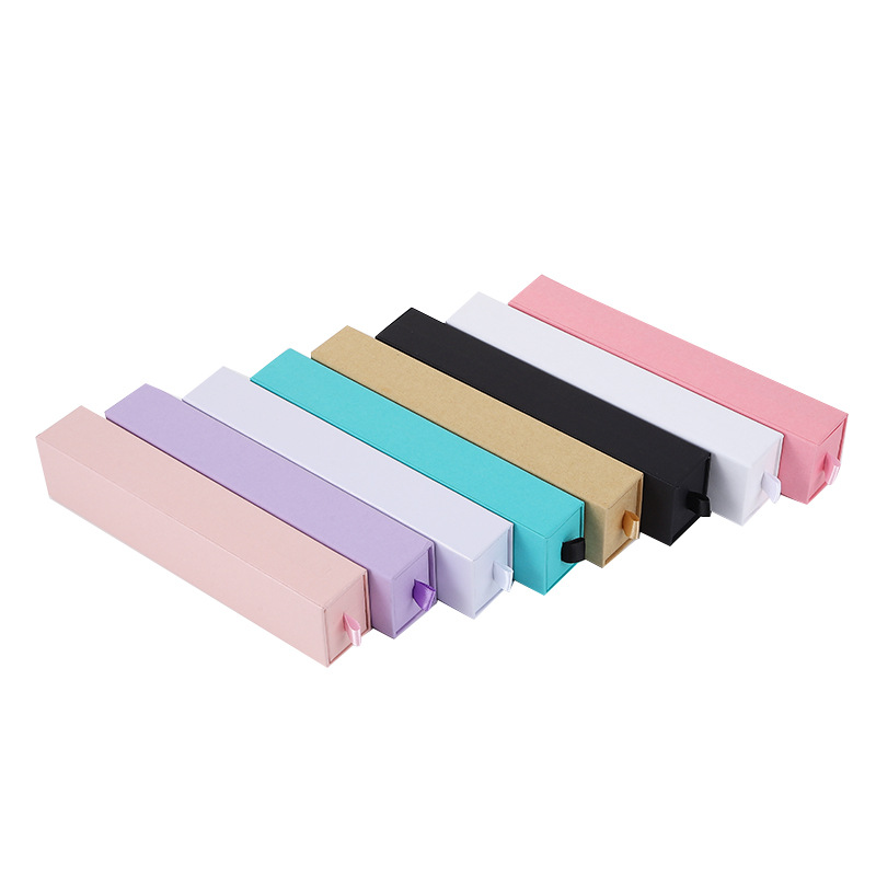5 pièces coloré Long tiroir bijoux collier montre organisateurs stockage carton boîte pour les femmes emballage fournitures
