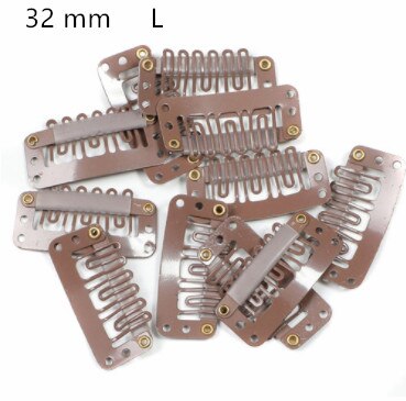 Clips de perruque U 3.2cm 2.7cm, 20 pièces/ensemble, Clips pour Extensions de cheveux naturels/tissage, accessoires de Salon moyen: L  Dark brown
