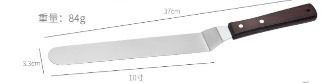 Straight Angled Cake Icing Spatula, Stainless Steel Cake Decorating Frosting Spatulas with Wooden Handle: 37cmX3.3cm Silver