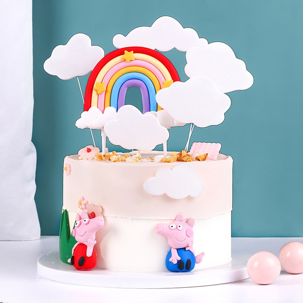 Rainbow Cloud Cake Happy Birthday Cake Wedding Dessert Cake Topper Decoration Baby Shower Cake Decoration