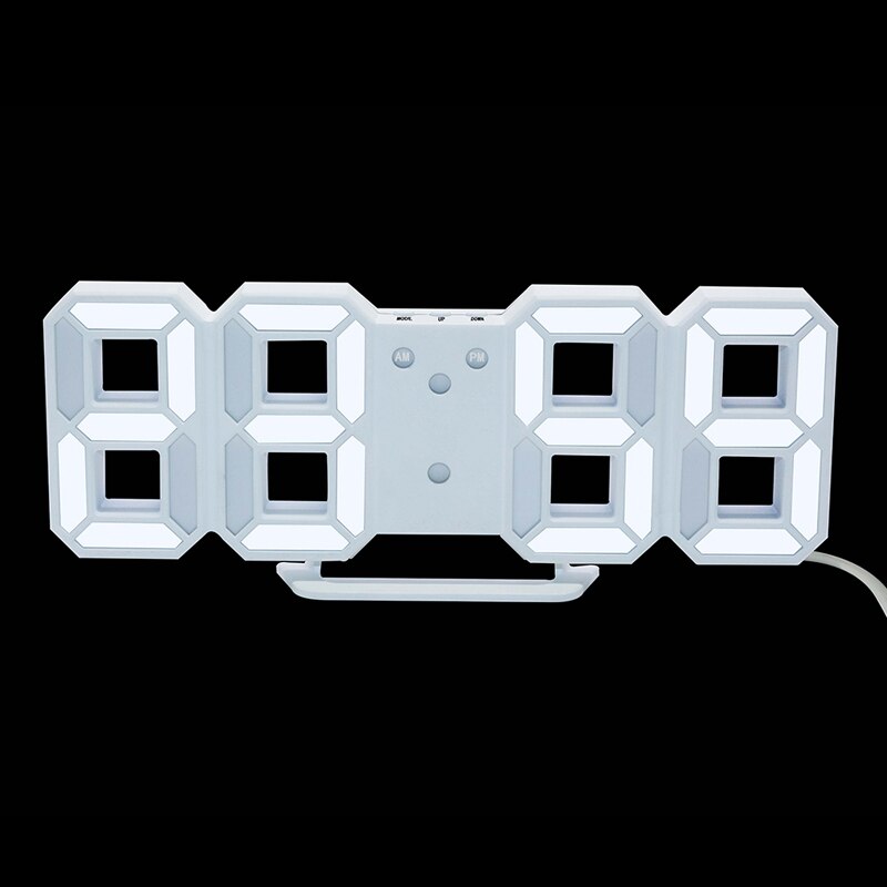 Bord 3d digital klokke alarm slumre hjemmerom dekal vekkerklokke moderne digital ledet bordklokke klokker 24 eller 12- tidtaker: Ww