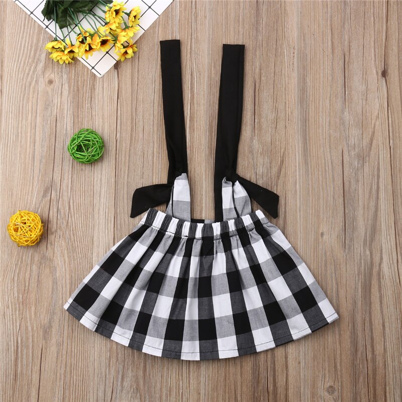 Emmababy Girls Skirt Summer Toddler Baby Girl Party Princess Cotton Strap Skirt Plaid Kids Skirts Girls Sundress 6M-4Y