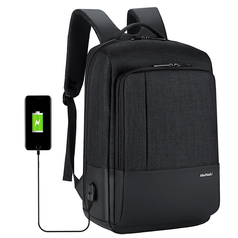 Mochila de negocios para hombre Casual 14 15,6 pulgadas bolsas de carga USB gran capacidad viaje corto Mochila impermeable