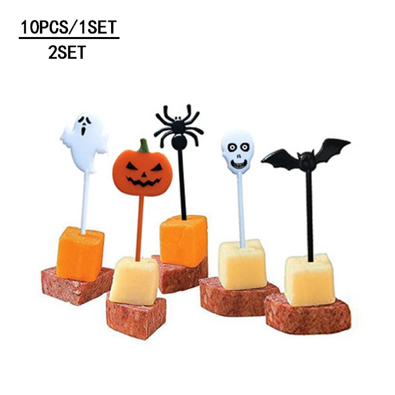 Halloween frukt liten gaffel bento dekorasjon gresskar flaggermus form dessert gaffel innleggskort kakevalg til fest kake dekorasjon
