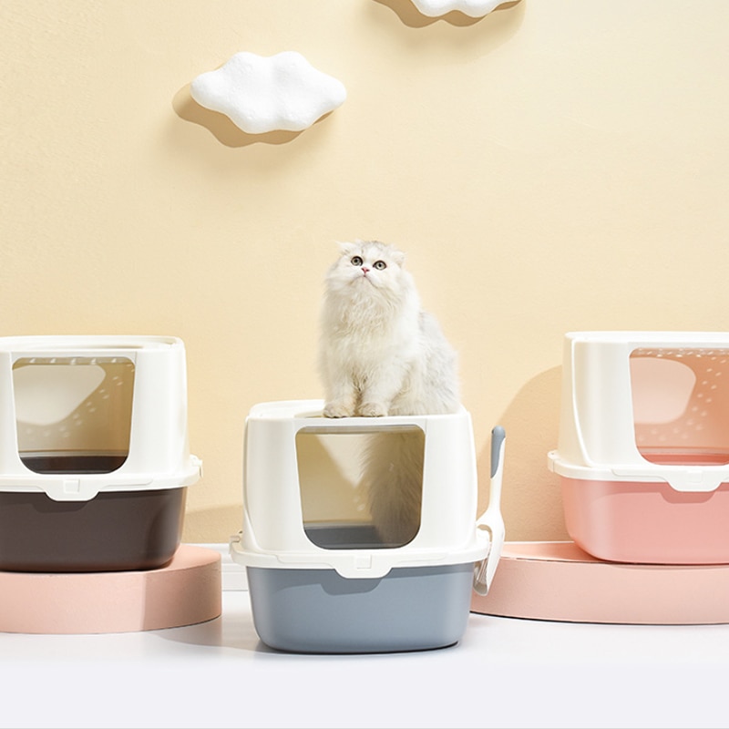 Caja de arena para gatos cerrada, antisalpicaduras Cajón Grande, desodorización, inodoro para gatos, extragrande, suministros para gatos