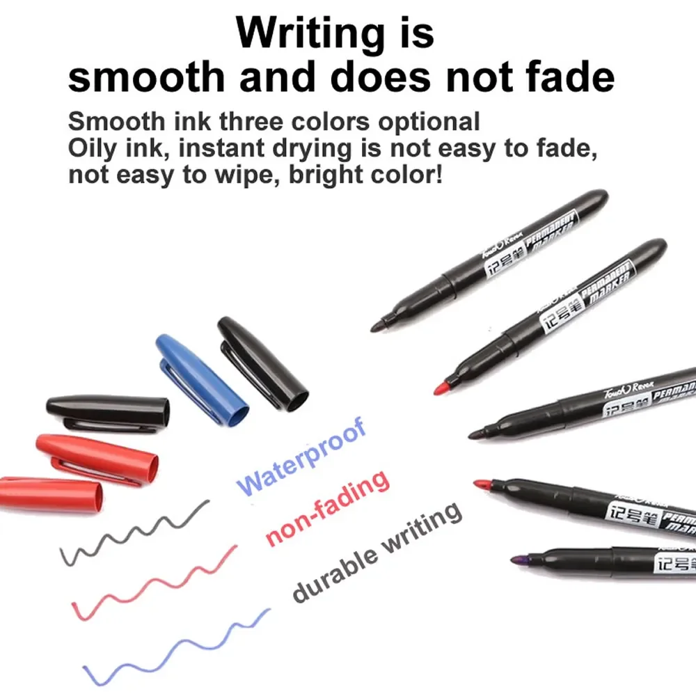 1/6/9/20PCS Permanent Marker Pen Manga Drawing Markers Black Blue Red Waterproof Ink Sketch Pens Stationery Art School Supplies