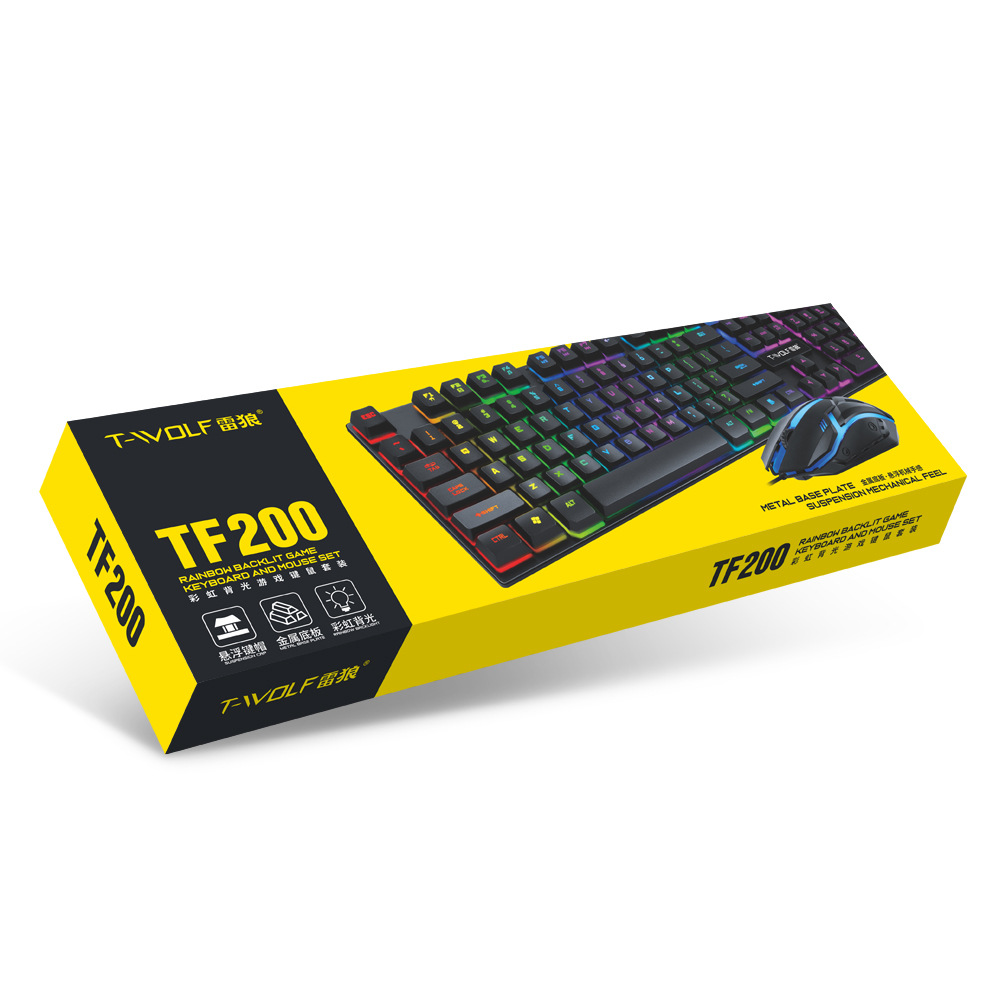 Wired 104-- button computer combination with colorful blacklight gaming keyboard and mouse