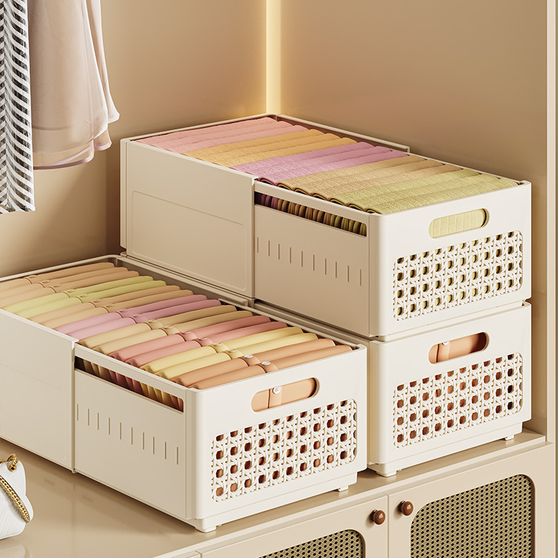 Clothes Storage Box Expandable Wardrobe Clothes Organiser Layered Plastic Assembled Storage Organizer Underwear Boxes