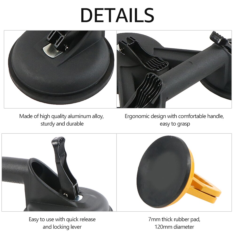 Glas Zuignappen Zware Aluminium Glas Zuignap Lifter Met Dikke &amp; Grote Rubberen Pad Voor Lifting Moving