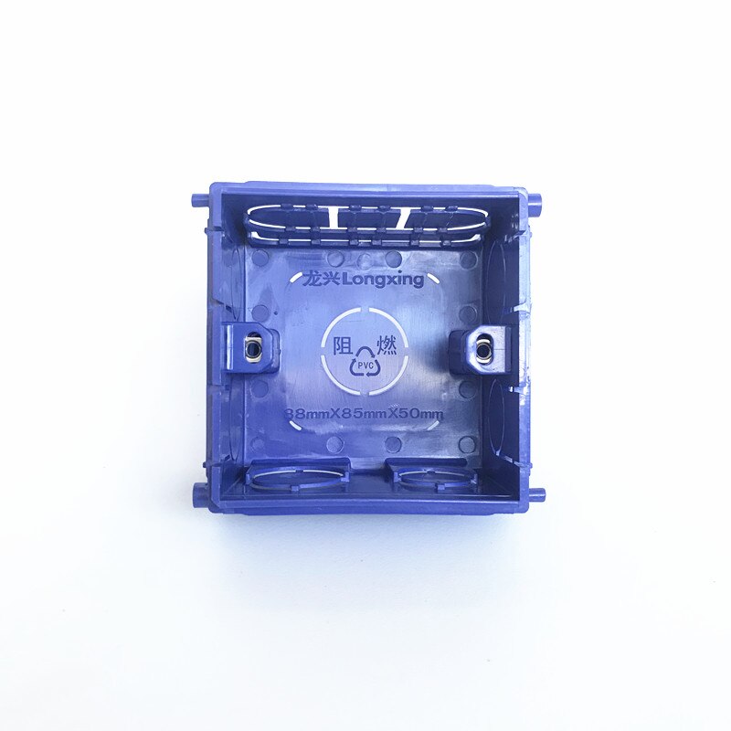 PVC Plastic Adjustable Mounting Box Internal Cassette For 86*86mm Wall Switch and Socket Red Blue Wiring Back Box: Blue