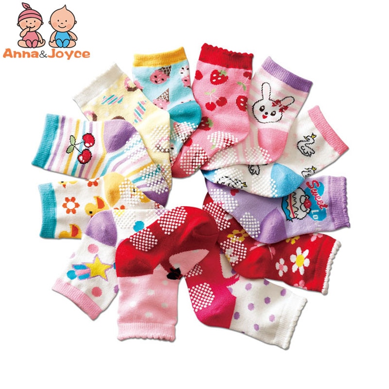 Chaussettes antidérapantes pour bébés, 6 pièces, nouveauté, chaussures en coton, pour filles