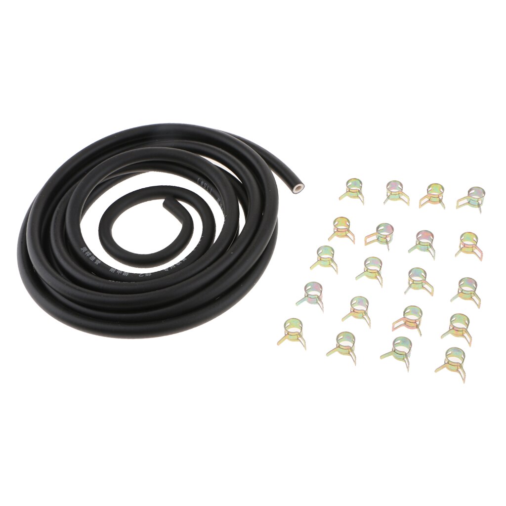 3 Meters 1/4 Inch ID Fuel Line + 20pcs 2/5'' ID Hose Clamps For Small Engines