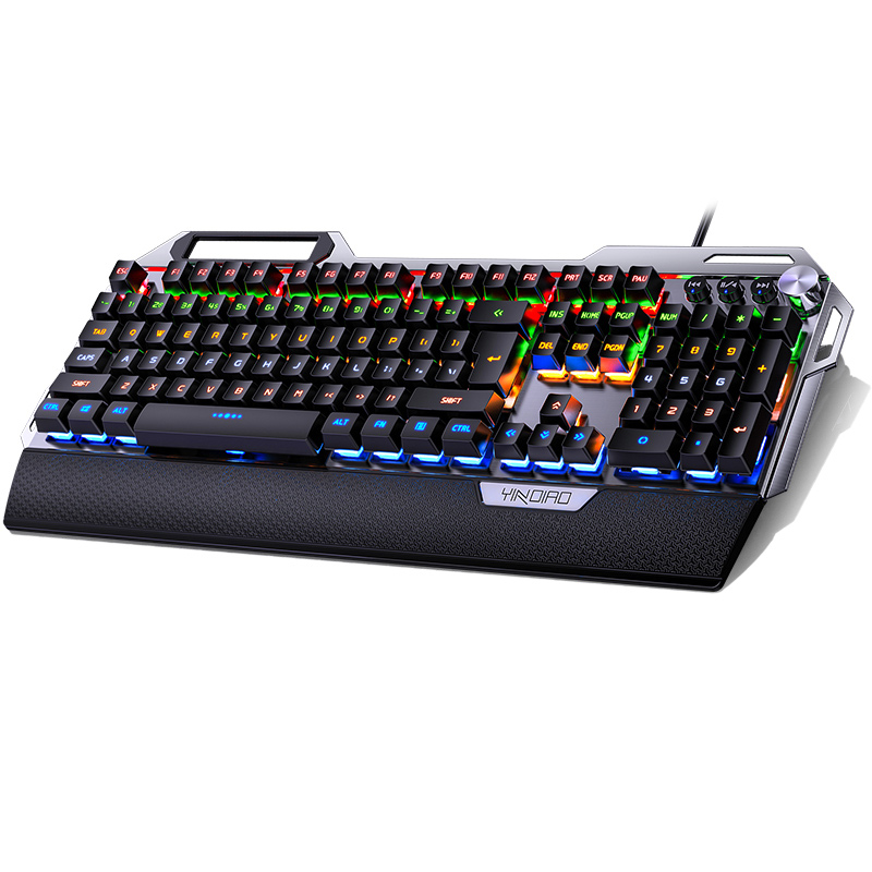 Professionele Gaming Echte Mechanische Toetsenbord Usb Wired 104 Keys Rgb Toetsenborden Voor Pc Computer Gamer Met Polssteun: Black with Knob / zwarte schakelaar