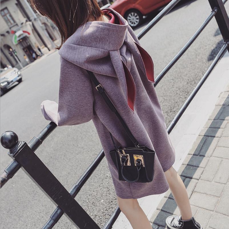 Schattige konijnenoren zwangerschaps lange sweatshirt herfst winter plus fluwelen verdikking grote maten zwangerschapskleding voor zwangere vrouwen