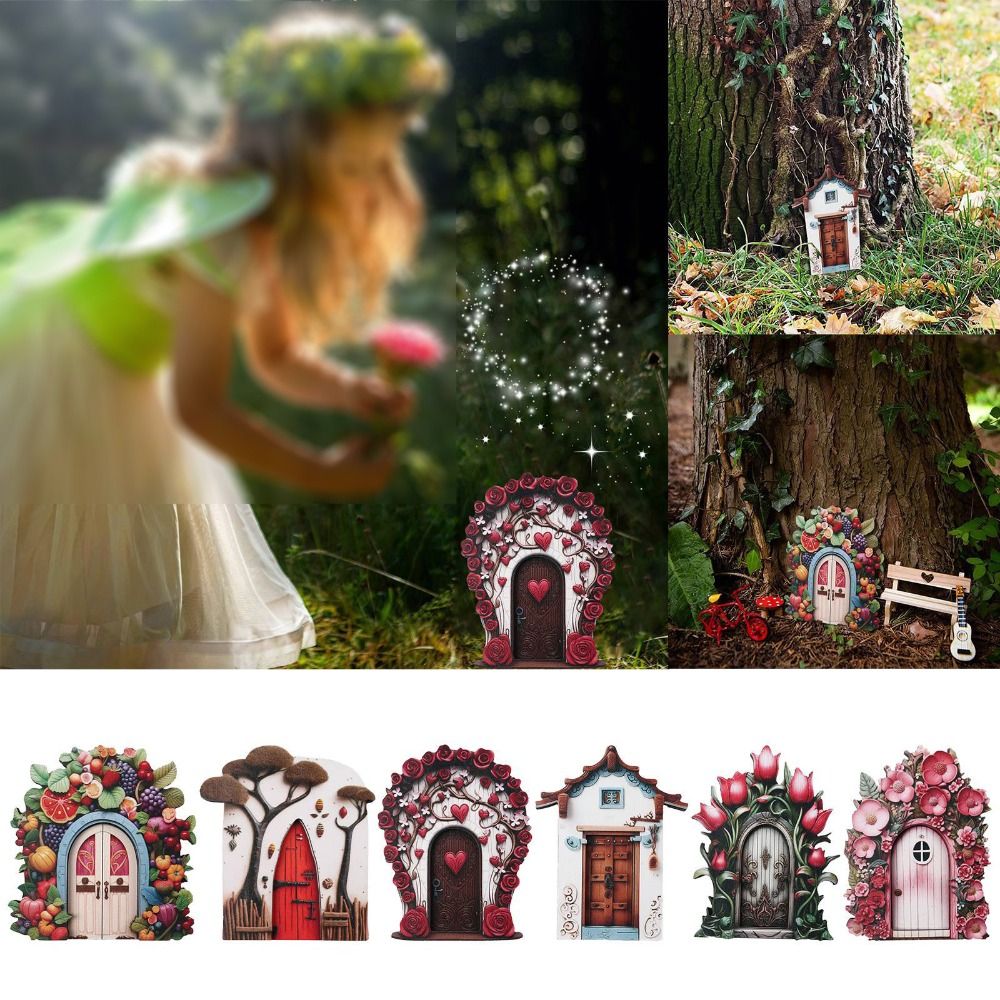 Nuove figurina di porta di gnomo di fata in legno artigianato fatto a mano elfo porta arte statua micro paesaggio Fata giardini porte decorazione del giardino