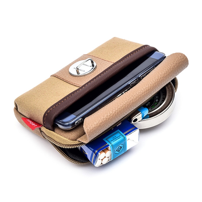 BISI GORO moda zasuwka nosić kieszeń na pasek torba na talię na zewnątrz Porta Tarjetas Heuptas Heren odporna na zużycie płótno portmonetka na telefon