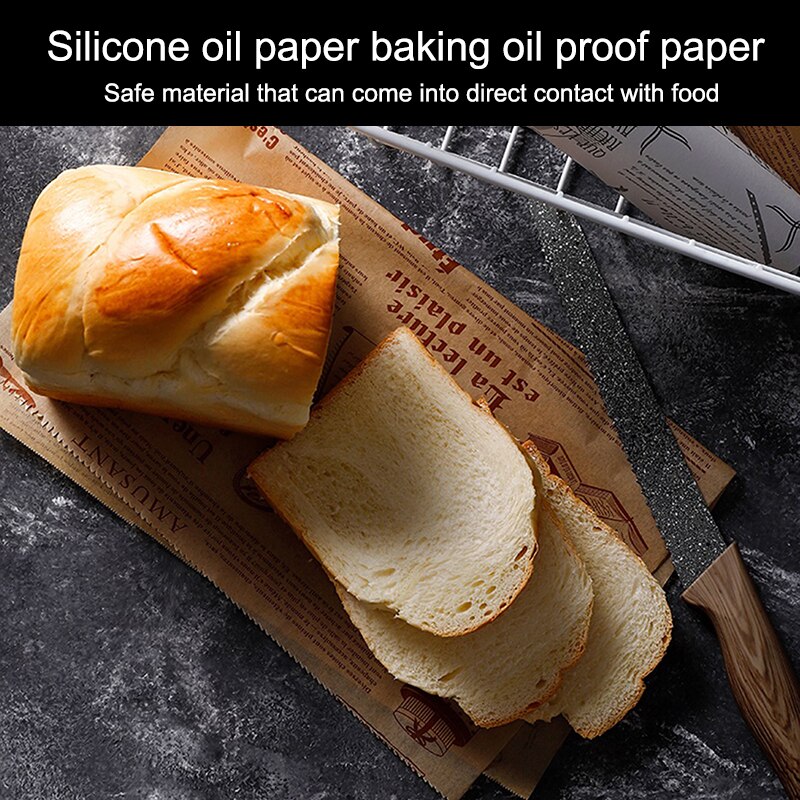 Rollo de papel absorbente de aceite para hornear o tapete de comida con cortador deslizante, fácil de cortar y papel de cocina antiadherente de 8M para herramienta de cocina de pan