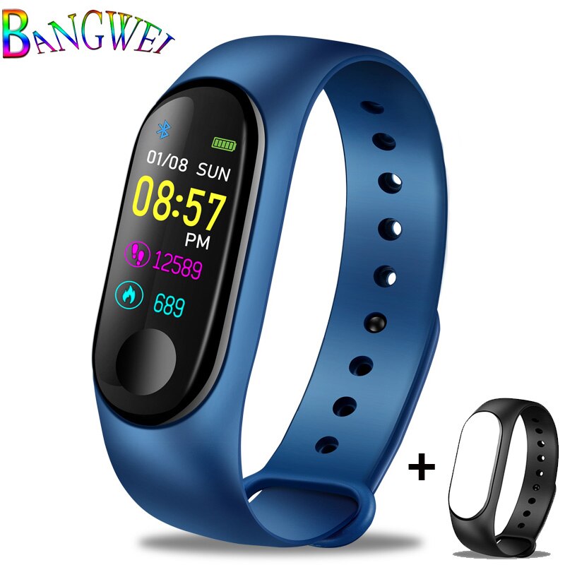 LIGE Women Smart Bracelet Heart Rate Blood Pressure oxygen Sleep Monitor Pedometer Fitness Sport Watch For Android ios + Strap: Blue Band