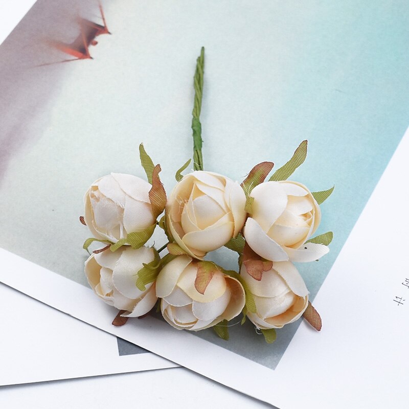 6 stykker dekorative blomster kranse kunstige blomster vaser til dekoration gør-det-selv bryllup dekoration boligdekoration tilbehør: 2