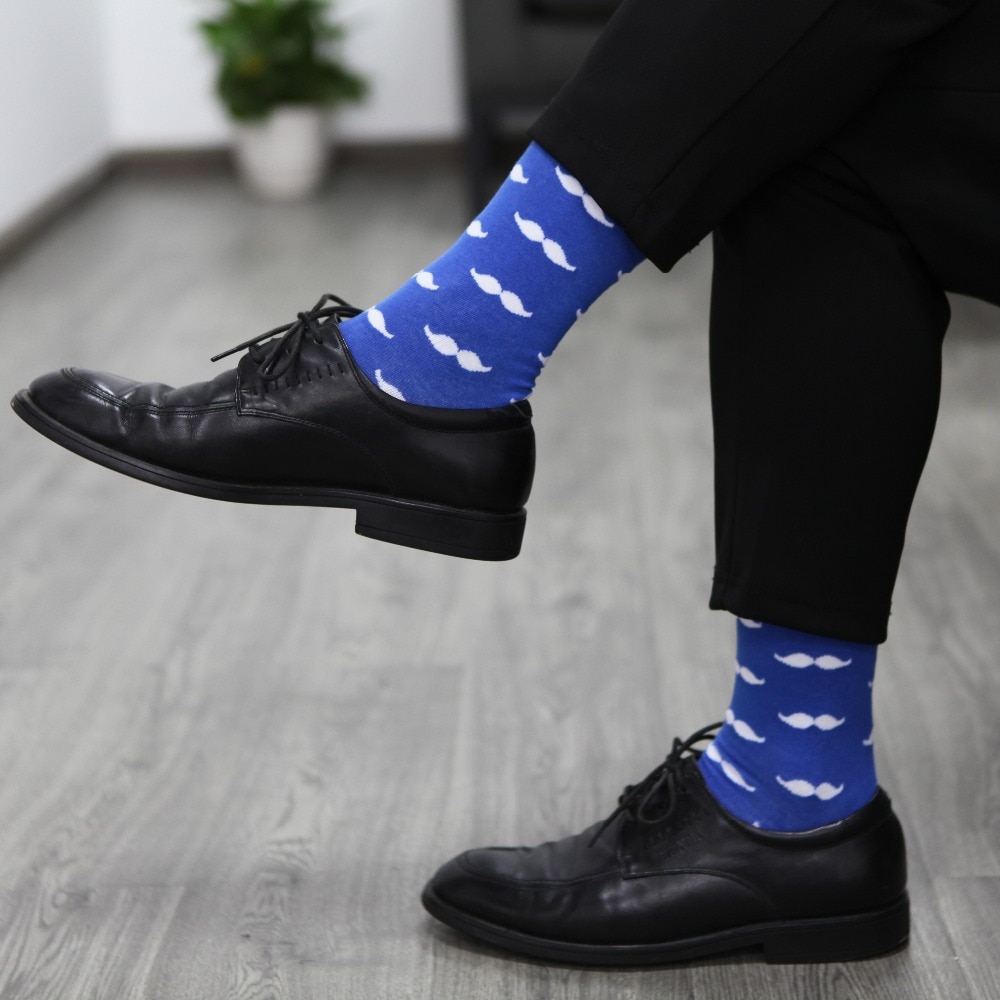 Chaussettes moustache en coton peigné pour hommes 9 styles taille américaine (7.5-12)