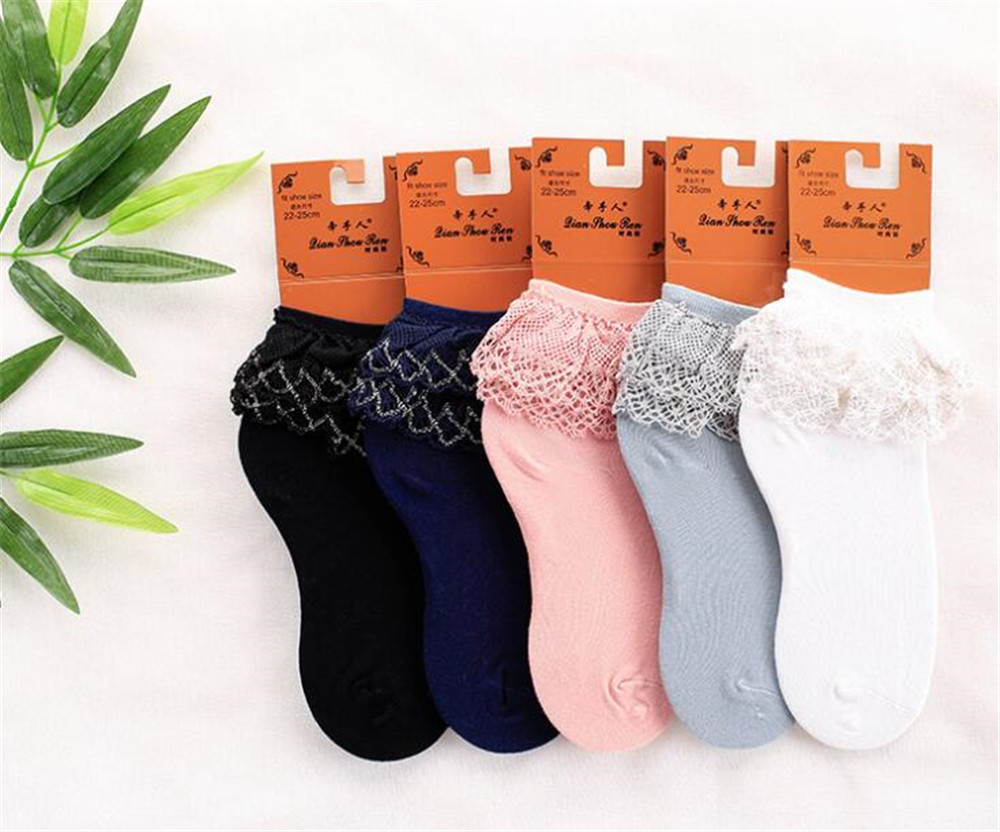 Lolita-Calcetines cortos de encaje japonés para mujer, calcetín, B435