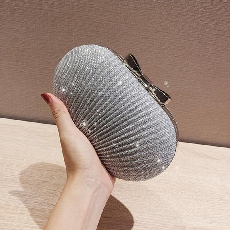Bolso de mano para mujer con cuentas para boda, bolso de hombro con cadena, bolso de mano de noche con diamantes de imitación, bolso de mano de día con forma de huevo (Si