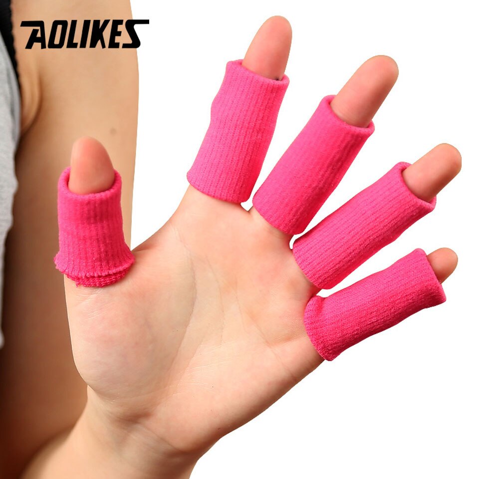 Aolikes 10 st/lot elastiska fingerärmar basket sport säkerhets tumskydd för volleyboll badminton gym hälsovård