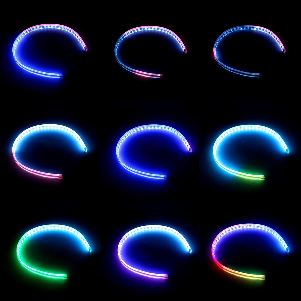 Leepee led richtingaanwijzers drl 2 stuks/set universele multicolor led lichtstrip auto rgb dagrijverlichting flexibel