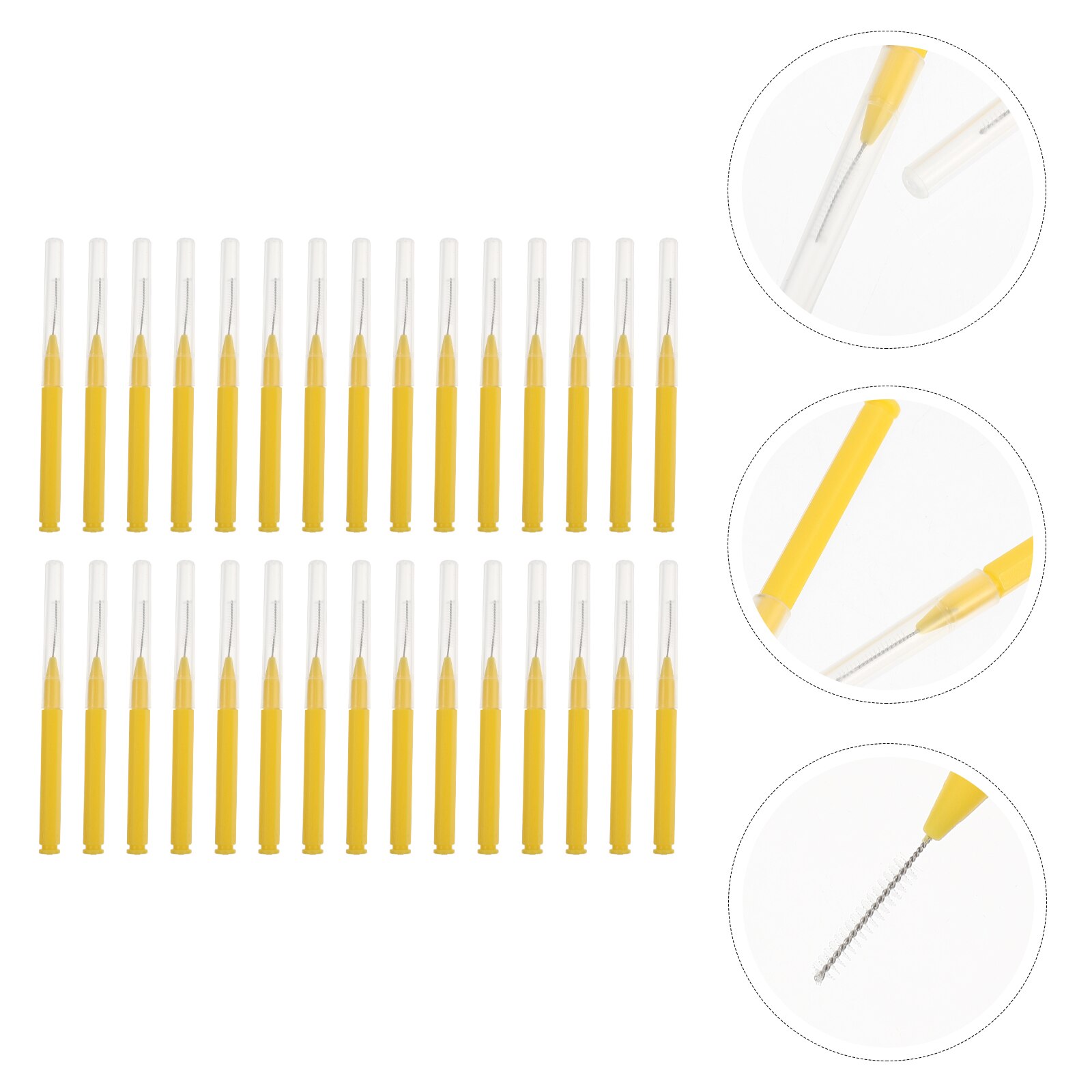 30pcs Tooth Floss Brush Safe Interdental Brush Oral Care Tool Teeth Pick for Men: Yellow