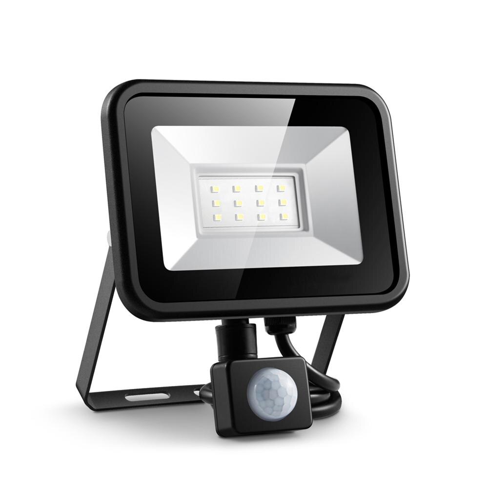 Eslas Led Floodlight 10W 20W Outdoor Spotlight With Motion Sensor AC 220V Waterproof IP65 LED PIR Reflector Projector for Garden: 10W