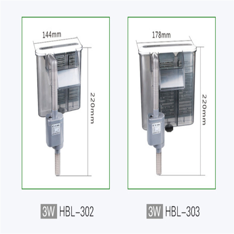 Hang On Back Filter Fish Tank Filter 3 in 1 Aquarium Filter Wall-Mounted Small Waterfall Filter Electric SUNSUN HBL-302 303