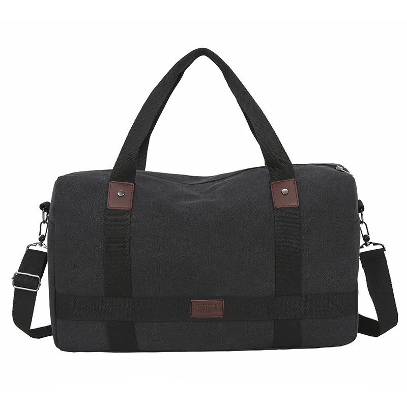 Mannen Reizen Canvas Handtas Multifunctionele opvouwbare tassen Handbagage Mannen Tote Grote capaciteit Weekend plunjezak Bolsas: Black