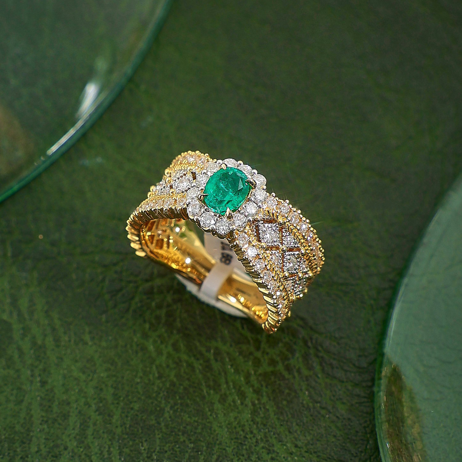 Anillos de Color dorado de estilo Medieval Vintage con anillo de piedras preciosas de imitación rojo/verde/azul joyería exquisita de lujo para banquete para mujer: Verde